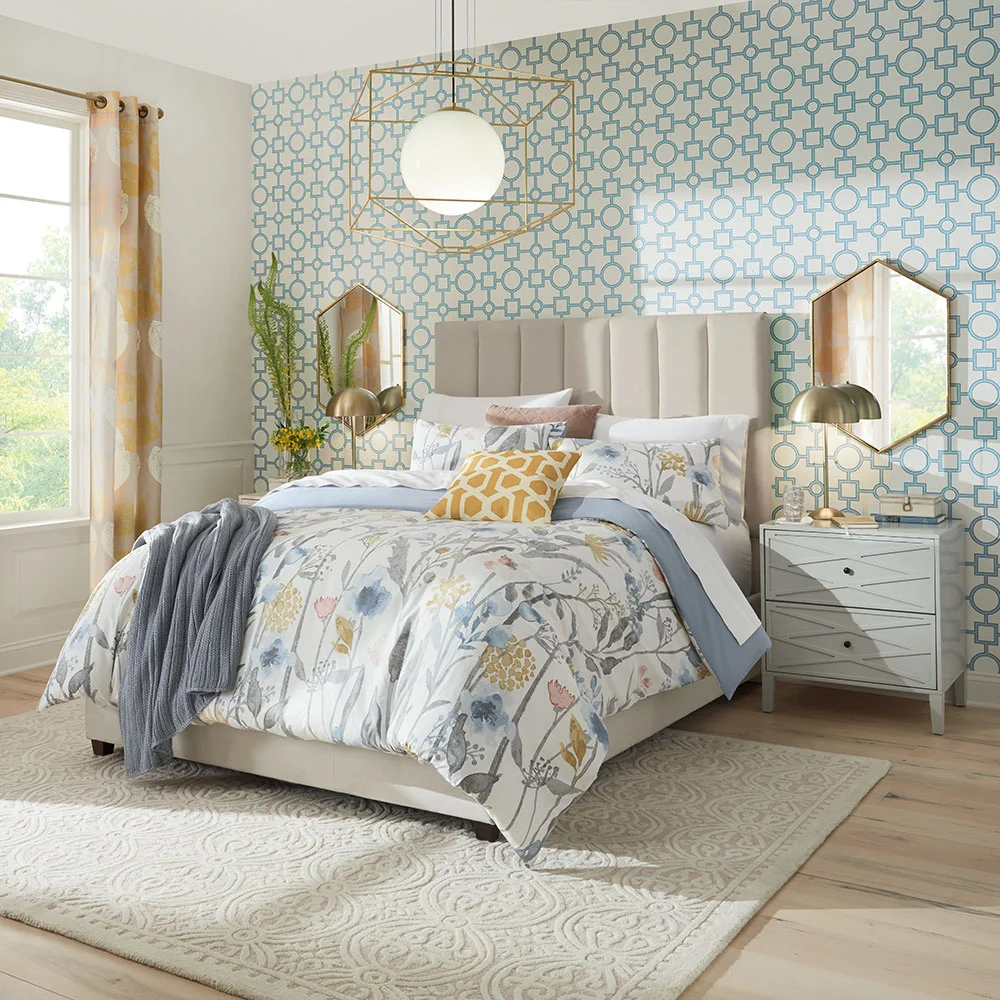 Bedroom accent wall wallpaper