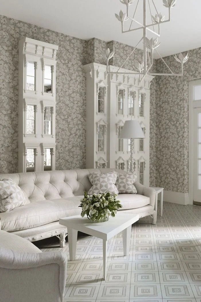 Living room wallpaper installation Portland